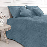 Покривало Велюрове м'яке Синє Євро розмір 220х240 см ромб/круглий, фото 6