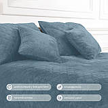 Покривало Велюрове м'яке Синє Євро розмір 220х240 см ромб/круглий, фото 7