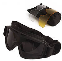 Захисні тактичні окуляри маска Daisy зі змінними лінзами Панорамні незапітніючі Колір чорний svitloochey