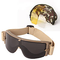 Захисні тактичні окуляри маска Daisy зі змінними лінзами Панорамні незапітніючі Койот svitloochey