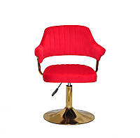 Кресло JEFF BK-Base красный бархат с регулировкой высоты на золотистой опоре