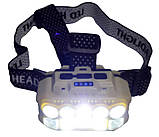 Ліхтар налобний BL HX-817 із сенсором 9070, чорно-білий, фото 2