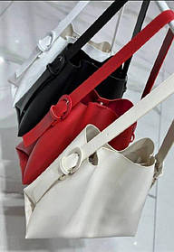 Жіноча модна сумка екошкіра червоний, чорний, білий, беж