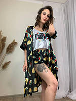 Комплект 3в1 женский халат и пижама Авокадо Размер М