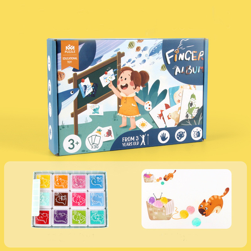 Набір пальчикові фарби (12 кольорів + 30 карток) від Obetty, фото 1