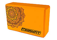 Блок для йоги EasyFit EVA с рисунком оранжевый
