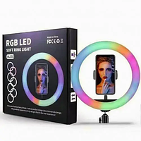 Кольцевая RGB лампа MJ30 с держателем для телефона диаметром 30 см без штатива