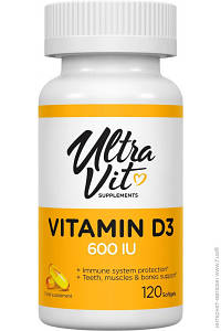 Вітамін D3 UltraVit Vitamin D3 600 IU 120 капс.