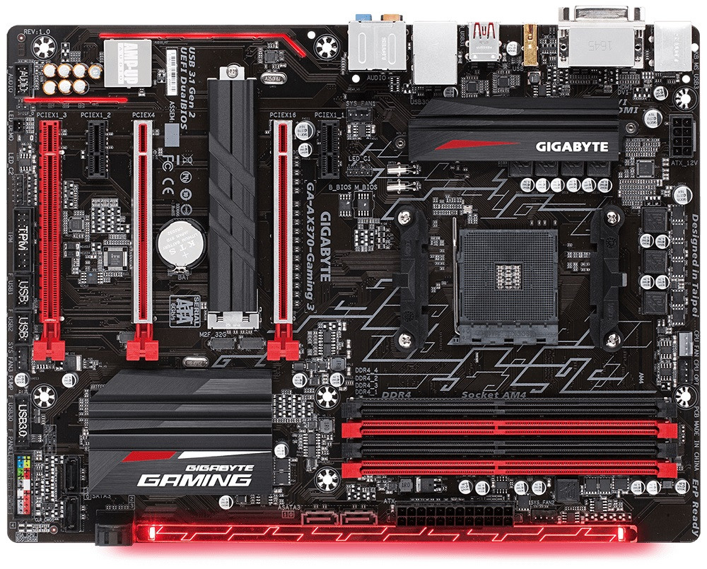 Материнська плата  Gigabyte GA-AX370-Gaming 3 (sAM4, AMD X370, PCI-Ex16)  OEM Bulk