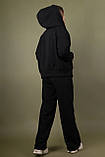 Спортивний костюм жіночий чорний фліс кофта на блискавці та штани клеш розмір 52 з 54, фото 4