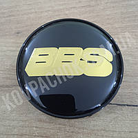 Колпачок на диски BBS черный/золотой лого 56-69мм.