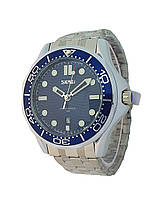Классические мужские кварцевые наручные часы с металлическим браслетом Skmei 9276 Silver-Blue Оригинал