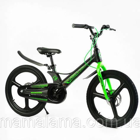 Велосипед для дитини зростом 115-130 см, на литих дисках 20 дюймів, Чорно-Зелений, магнієвий, MG-20118, фото 2