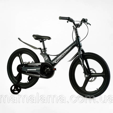 Велосипед для дитини зростом 115-130 см, литі диски 20 дюймів, Чорний, дод. колеса, магнієвий, MG-20405, фото 2