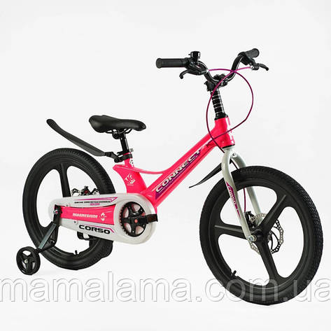 Велосипед для девочки 6-10 років, Рожевий, литі диски 20 дюймів з дод. колесами, магнієвий, MG-20557, фото 2