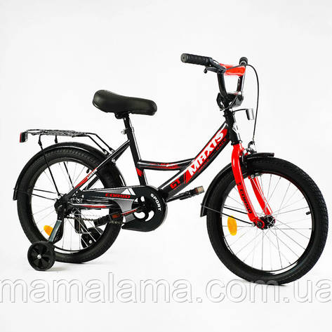 Велосипед дитині 6-8 років зростом 110-140 см, 18 дюймів, Чорно-Червоний (дод. колеса, ручне гальмо) CL-18670, фото 2