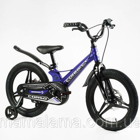 Велосипед на литих дисках 18 дюймів для хлопчика 6-8 років зростом 110-140 см, Синій, дод. колеса, MG-18763, фото 2