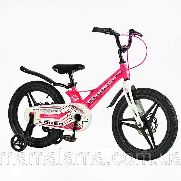 Велосипед для дівчинки 6-8 років зростом 110-140 см, литі диски 18 дюймів, Рожевий, дод. колеса, MG-18820