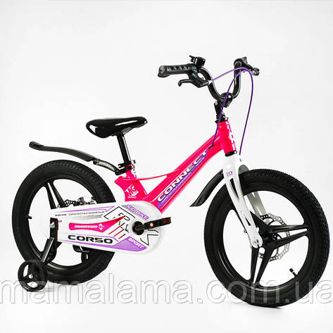 Велосипед для дівчинки зростом 110-140 см, литі диски 18 дюймів, Рожевий, дод. колеса, MG-18944, фото 2