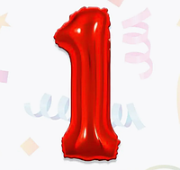 Цифра шар красная 1 фольгированная фигурная размер 80 см индивидуальная упаковка