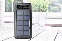 Павербанк Solar Power Bank з сонячною батареєю + ліхтарик 10000 mAh Black