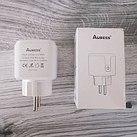 Умная смарт WiFi розетка AUBESS 20А с счетчиком электроэнергии, Розетка Smart Plug з энергометром белая