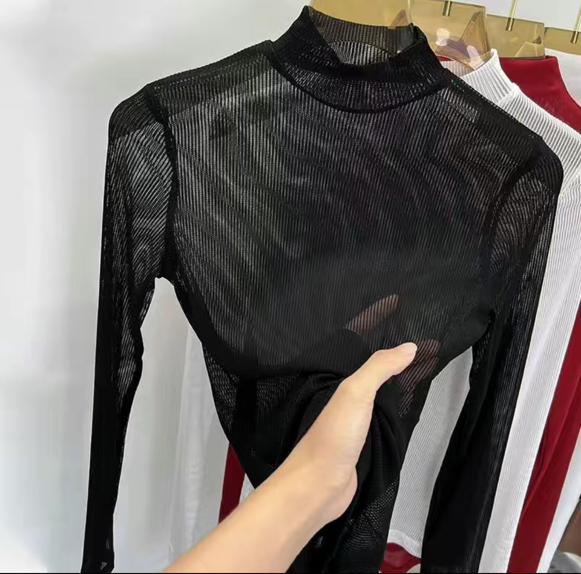 Жіноча кофта сітка стильна кофта з довгим рукавом прозора кофточка чорна кофта блузка розмір s m l