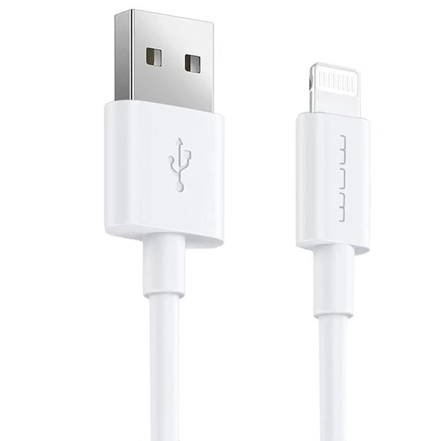 Кабель зарядки DENMEN D42L (2.4A) (1M) для Apple Lightning to USB для iOS пристроїв iPhone iPad iPod Білий