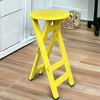 Табурет з додатковою підніжкою розкладний для Бару Кухні Піцерії Стілець з Дерева Ясена жовтий 75см