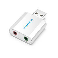 Зовнішня звукова карта Vention USB to 3.5 мм female USB External Sound Card Silver (VAB-S13)