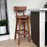 Дерев'яний стілець табурет Дублін високий зі спинкою для барів кафе балконів власне виробництво 75 см, фото 2