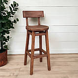 Дерев'яний стілець табурет Дублін високий зі спинкою для барів кафе балконів власне виробництво 75 см, фото 3