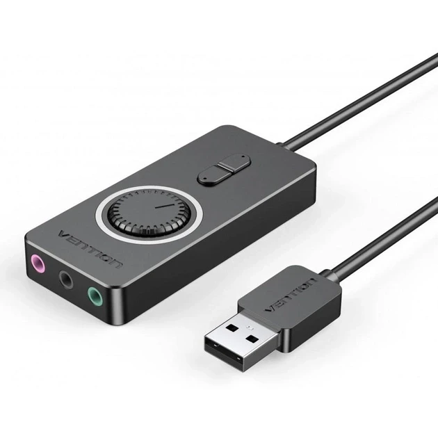 Зовнішня звукова карта Vention USB to 3х 3.5 мм female USB External Sound Card 1 м Black (CDRBF), фото 1