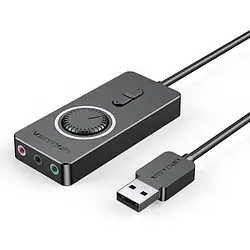 Зовнішня звукова карта Vention USB to 3х 3.5 мм female USB External Sound Card 0.5 м Black CDRBD)