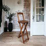 Складний дерев'яний високий стілець зі спинкою для кафе барів балконі з натурального дерева Вільха 75 см, фото 2