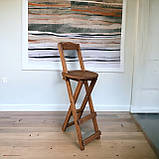 Складний дерев'яний високий стілець зі спинкою для кафе барів балконі з натурального дерева Вільха 75 см, фото 3