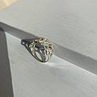 Широка каблучка срібна жіноча з фіанітами та золотом "Бріджит" Модний перстень зі срібла 925 проби, фото 3