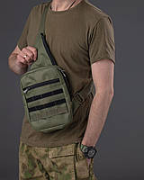 Мужская тактическая Армейская сумка через плечо (барсетка, сумка-слинг) цвета Хаки