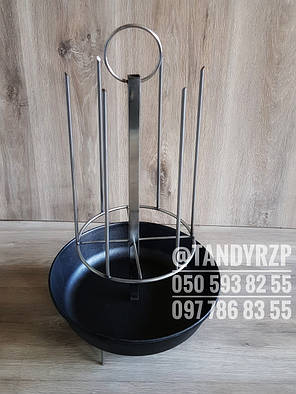 Шампурниця з жаронею для тандира d_28см з неіржавкої харчової сталі та чавунною сковородою (діаметр 22 - 40 см), фото 2