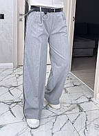 Женские широкие брюки со стрелками и кожаным кантом Bd24