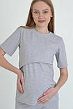 Футболка вільного крою для вагітних та годуючих із секретом годування 42 Lara Mumlove Сірий, фото 2