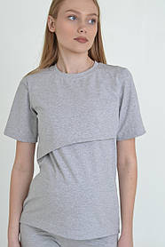 Футболка вільного крою для вагітних та годуючих із секретом годування 42 Lara Mumlove Сірий