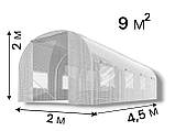 Теплиця парник для городу та саду з вікнами і дверима альтанка (сталевий каркас, плівка, шнурок) +москітна сітка біла 9 кв.м, фото 3