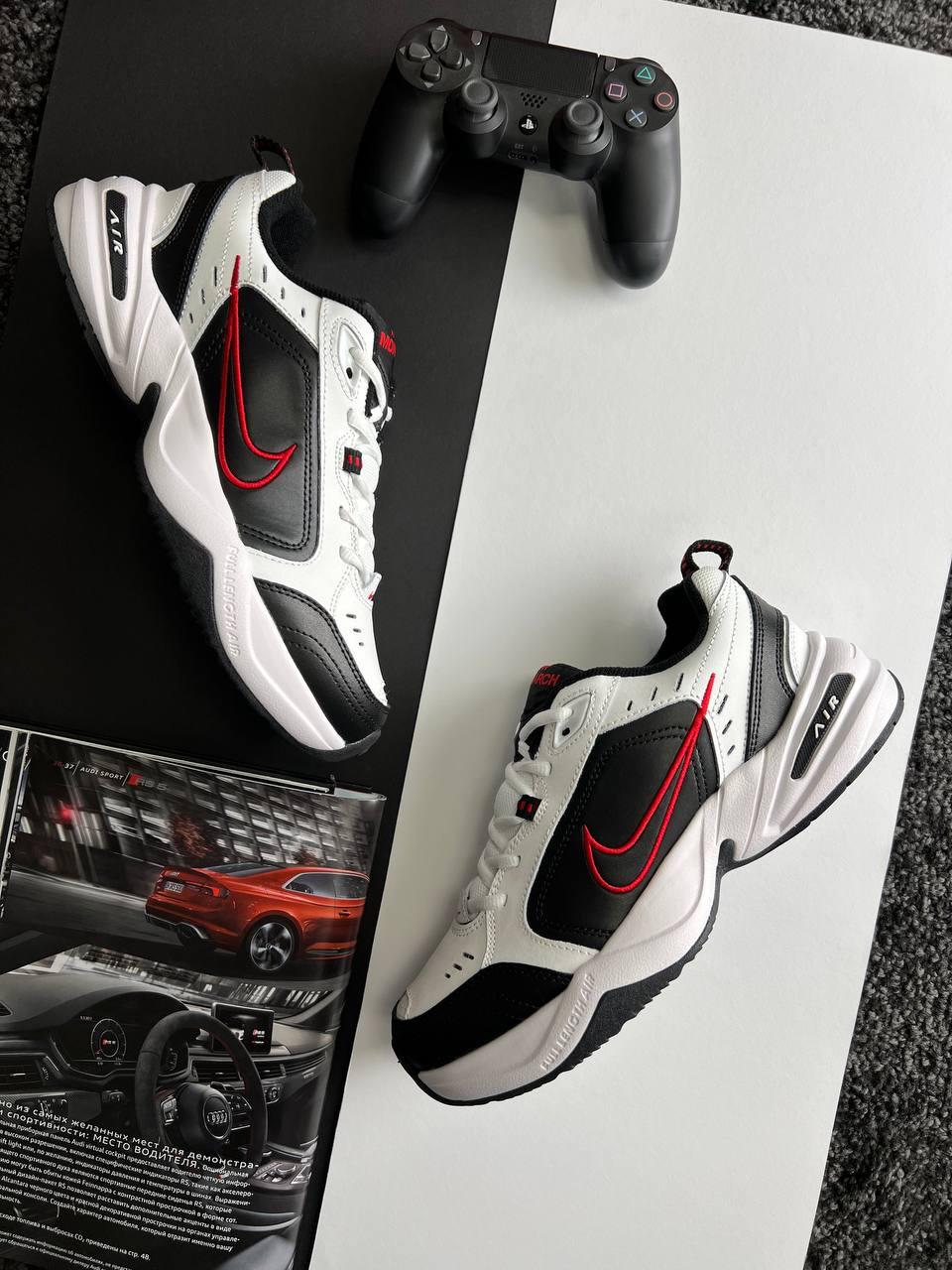 Чоловічі кросівки Nike Air Max Monarch IV чорно білі повсякденні шкіряні кросівки найк айр макс монарх