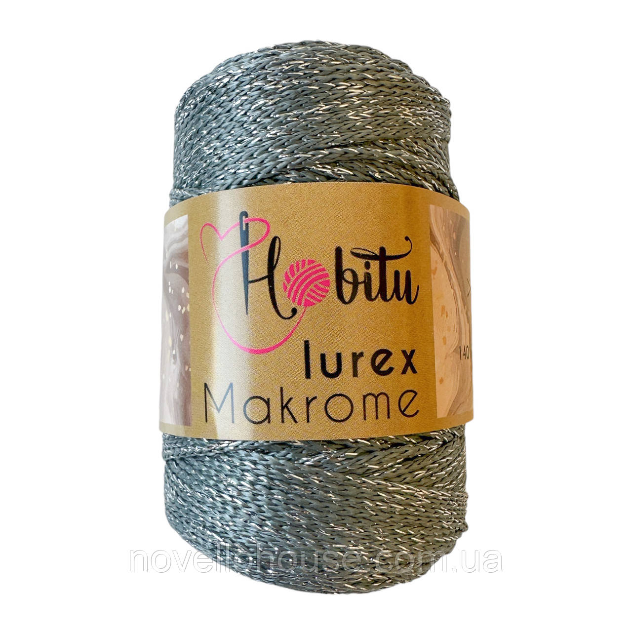 HOBITU MAKROME LUREX (ХОБІТУ МАКРАМЕ ЛЮРЕКС) № 064 темно-сірий з сріблом ( Пряжа поліпропілен з люрексом)