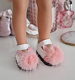 Туфлі для ляльок 5,5 см білий колір із персиковими помпошками
підходять Паола рейна, фото 2