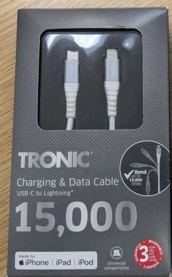 Кабель для зарядки та передачі даних Tronic USB-c до Lightning Білий 1м Уцінка
