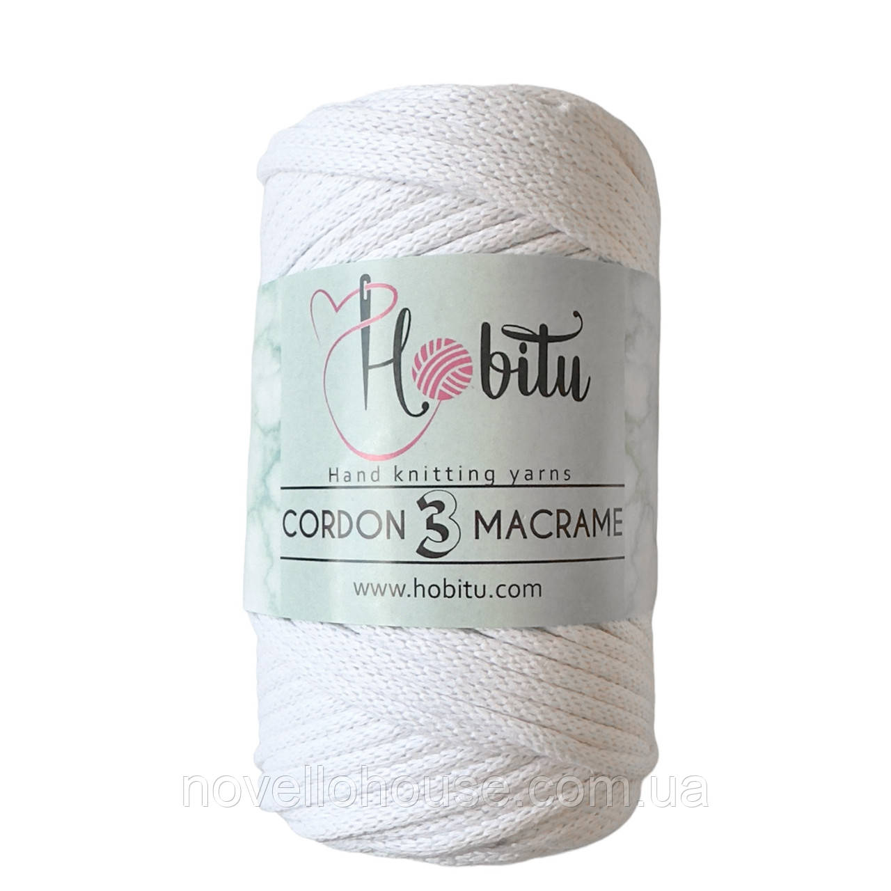 HOBITU CORDON 3 MACRAME (ХОБІТУ КОРДОН 3 МАКРАМЕ) № 151 білий (Пряжа шнур з віскозою, нитки для в'язання макраме)