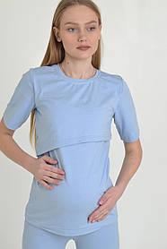Футболка вільного крою для вагітних та годуючих із секретом годування 42 Lara Mumlove Блакитний