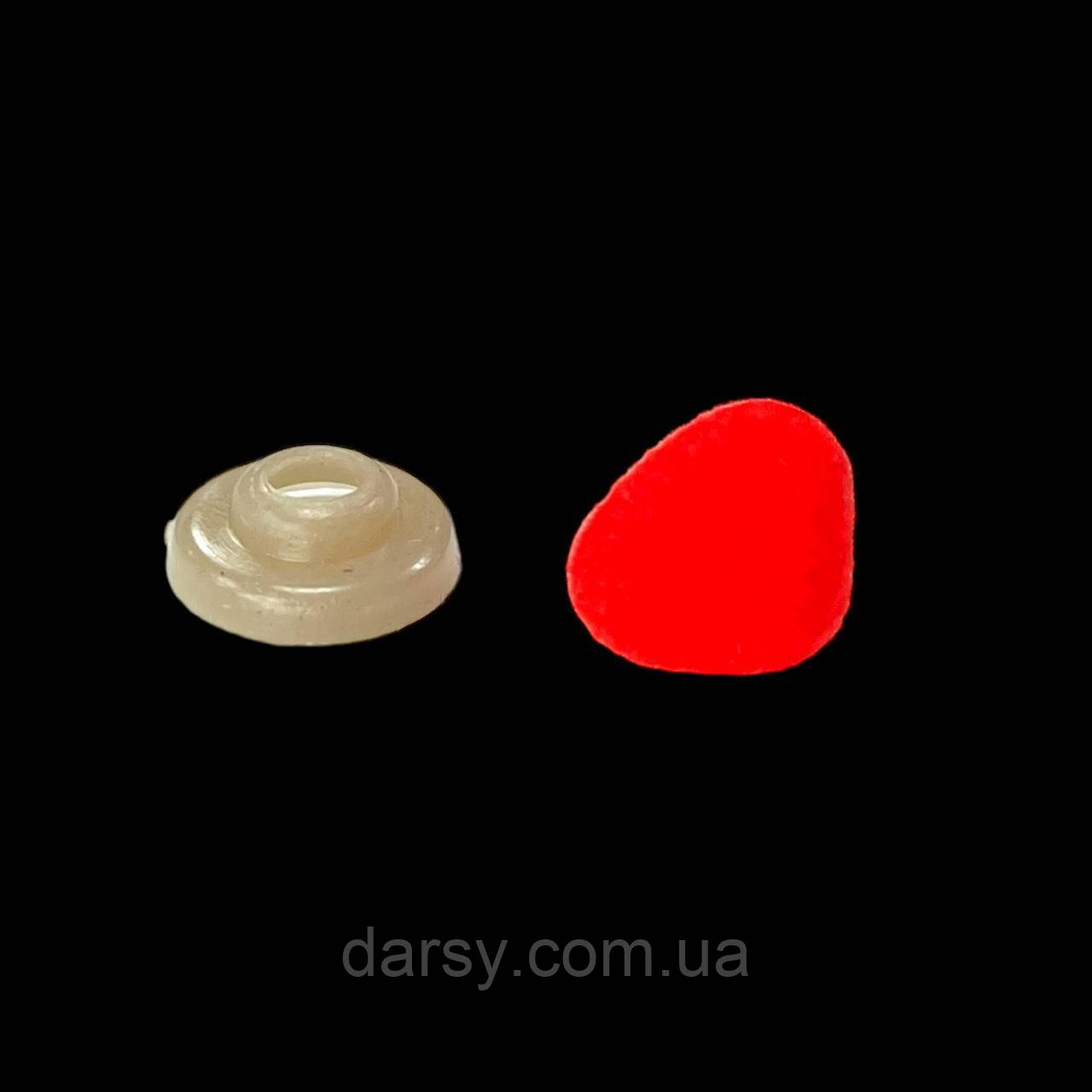 Оксамитовий носик 10 мм на безпечному кріпленні, колір червоний, фото 1
